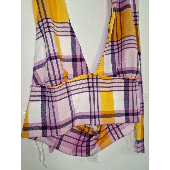 Paper + Tee Junior's  Halter Top Plus Sized Summer Boho Plaid Country NWT 2X - Picture 5 of 9